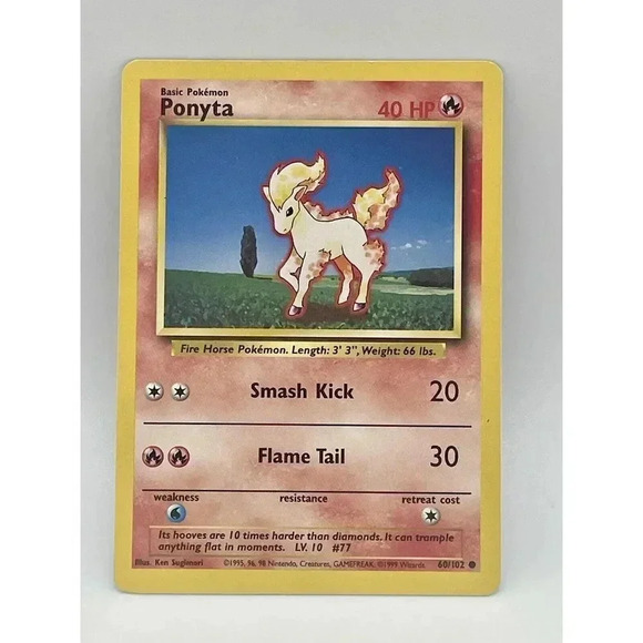Ponyta 60/102 Base Set Non Halo‎ Vintage 1999 Pokemon Card LP - Picture 1 of 6